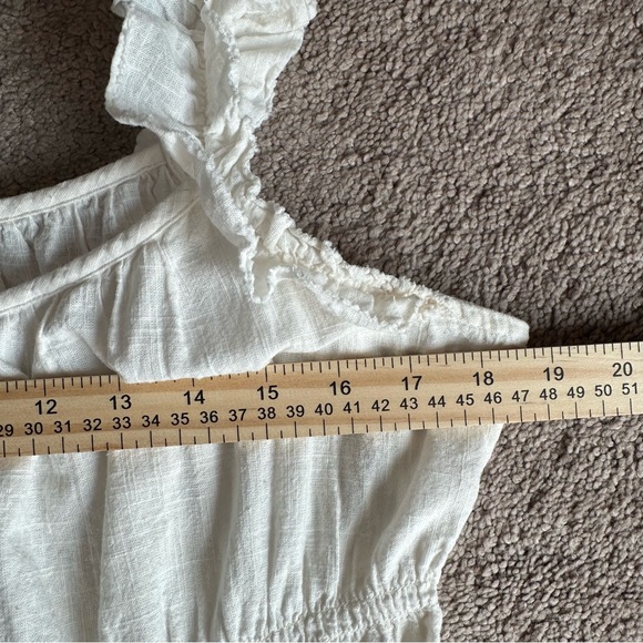 Old Navy White Eyelet Ruffle Strap Tank Top BOHO FAIRY Cottagecore 100% Cotton - Picture 6 of 6